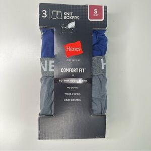 New Hanes Men's Comfort Fit Knit Boxers - Blue Gray Black Size S